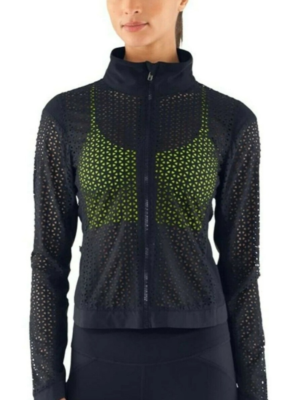 Under Armour Women's XL EXTRA LARGE UA Studio See Me Through Jacket Black Zip